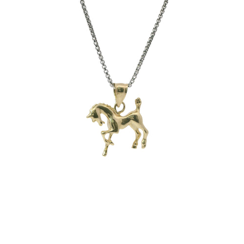 14KT Gold Charm Mini 3D Horse with Plain Bell