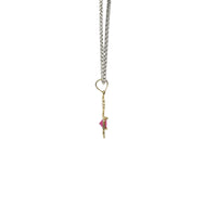 14KT Gold Charm Girl with Magenta CZ Stone Belly and Plain Bell