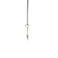 14KT Gold Charm Girl with Purple CZ Stone Belly and Plain Bell