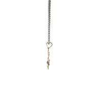 14KT Gold Charm Girl with Purple CZ Stone Belly and Plain Bell