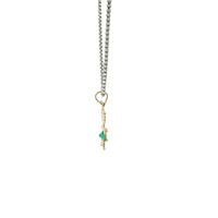 14KT Gold Charm Girl with Green CZ Stone Belly and Plain Bell