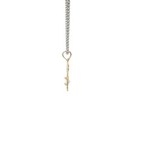 14KT Gold Charm Girl with White CZ Stone Belly and Plain Bell