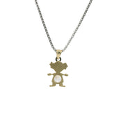 14KT Gold Charm Girl with White CZ Stone Belly and Plain Bell