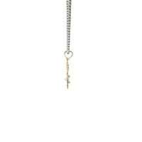 14KT Gold Charm Girl with White CZ Stone Belly and Plain Bell