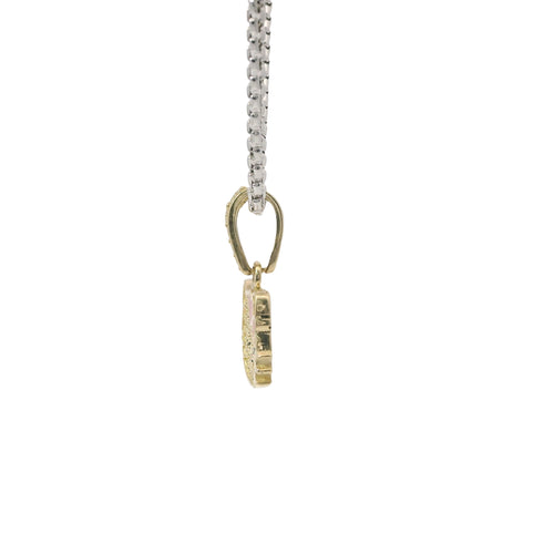 14KT Gold Charm Mini White CZ Stones Hello Kitty Head with Black Eyes and Nose, Two Red Enamel Hearts as Bow, and White CZ Stones Bell
