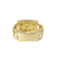 14KT Gold Ring Women's Mini Name Plate Greek Border Chino Band