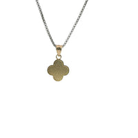 14KT Gold Charm Small Clover Nugget with Beaded Border and Plain Bell