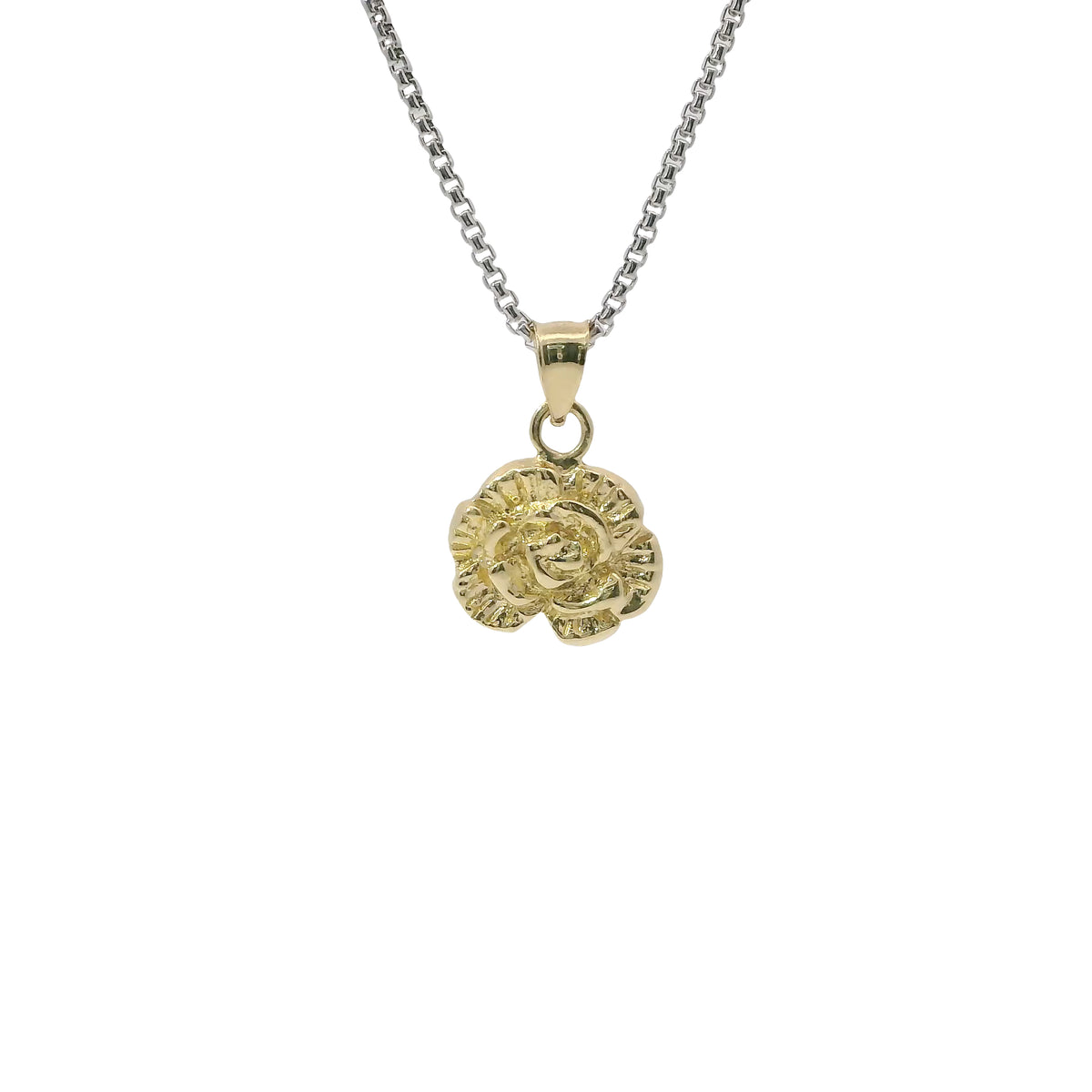 14KT Gold Charm Mini Rose with Plain Bell