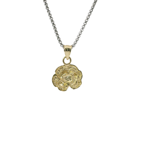 14KT Gold Charm Mini Rose with Plain Bell