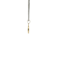 14KT Gold Charm Mini Round Open Star of David Center with White CZ Stone Border and Plain Bell