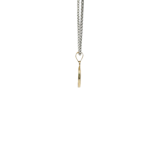 14KT Gold Charm Mini Round Open Star of David Center with White CZ Stone Border and Plain Bell