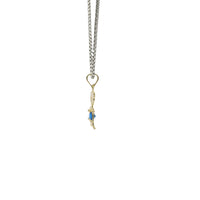 14KT Gold Charm Girl with Royal Blue CZ Stone Belly and Plain Bell