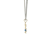 14KT Gold Charm Girl with Royal Blue CZ Stone Belly and Plain Bell