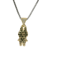 14KT Gold Charm Small 3D Turquoise Enamel LaBuBu Body and White CZ Stones Bell