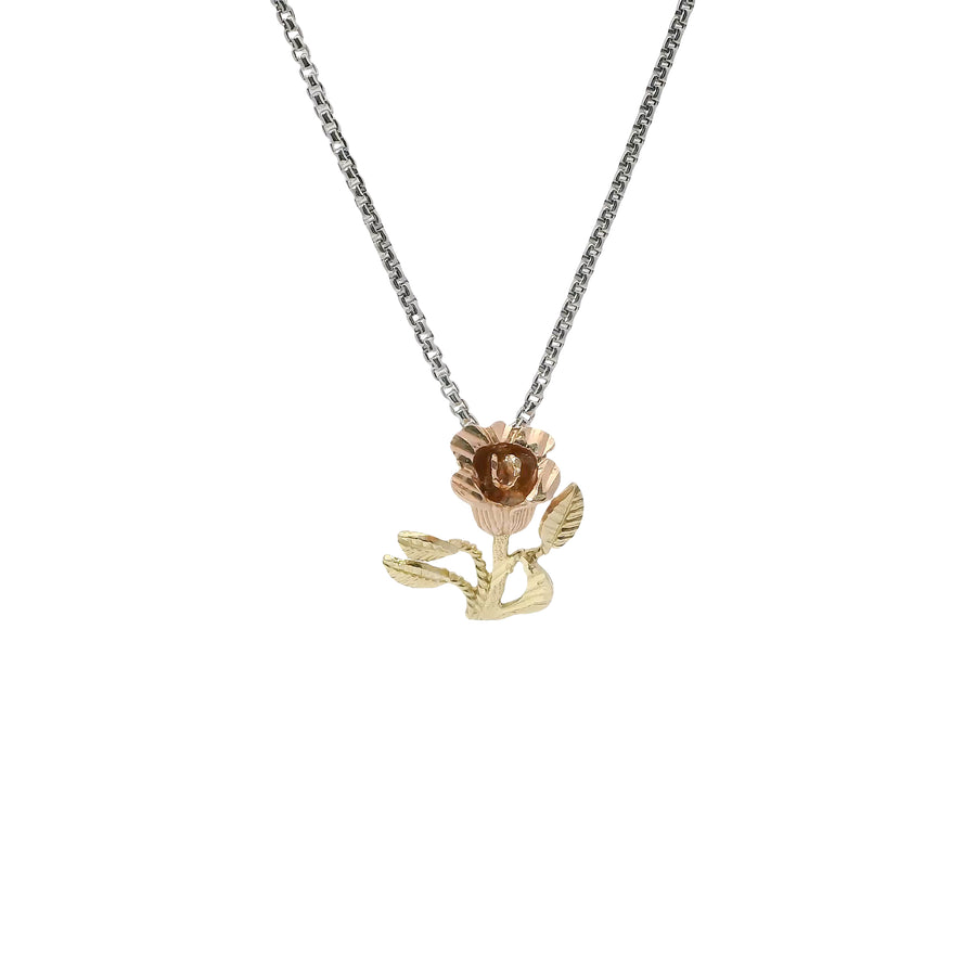 14KT Gold Charm Mini Two Tone Tulip with Plain Bell