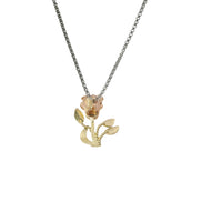 14KT Gold Charm Mini Two Tone Tulip with Plain Bell