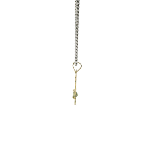 14KT Gold Charm Girl with Yellow CZ Stone Belly and Plain Bell