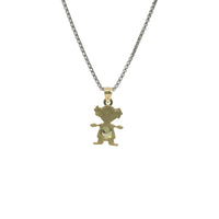 14KT Gold Charm Girl with Yellow CZ Stone Belly and Plain Bell