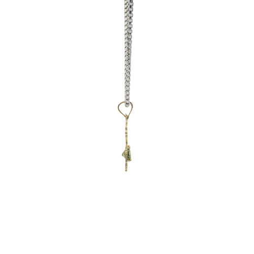 14KT Gold Charm Girl with Yellow CZ Stone Belly and Plain Bell