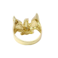 14KT Gold Ring Women's Diamond Cut Open Wing Eagle with Plain Band