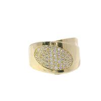 14KT Gold Ring Women's Oval White CZ Stones Cluster Center Overlapping Mock Bypass Plain Band