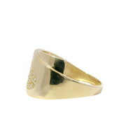 14KT Gold Ring Women's Oval White CZ Stones Cluster Center Overlapping Mock Bypass Plain Band