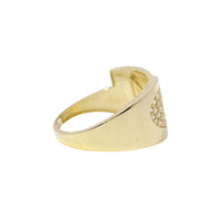 14KT Gold Ring Women's Oval White CZ Stones Cluster Center Overlapping Mock Bypass Plain Band