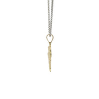 14KT Gold Charm Diamond Cut Palm Tree and Two Jumping Dolphins with Plain Bell