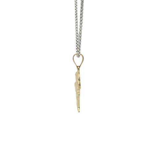 14KT Gold Charm Diamond Cut Palm Tree and Two Jumping Dolphins with Plain Bell