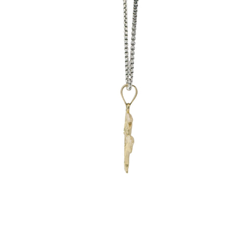 14KT Gold Charm Diamond Cut Palm Tree and Two Jumping Dolphins with Plain Bell