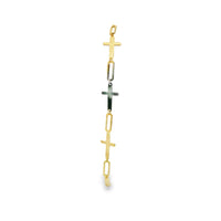 14KT Gold Bracelet Alternating Plain Paperclip Link Cross