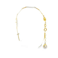 14KT Gold Bracelet Alternating Plain Paperclip Link Cross