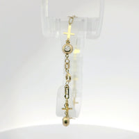 14KT Gold Bracelet Alternating Plain Paperclip Link Cross