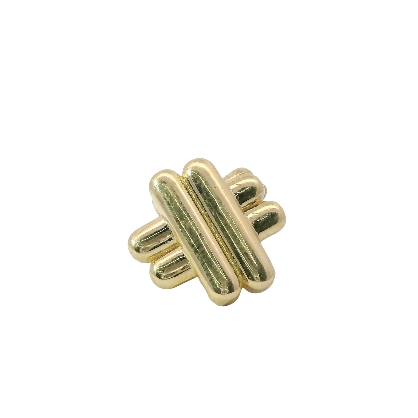 14KT Gold Earrings Medium Plain Puff Hashtag with Push Back Post and Butterfly Backs