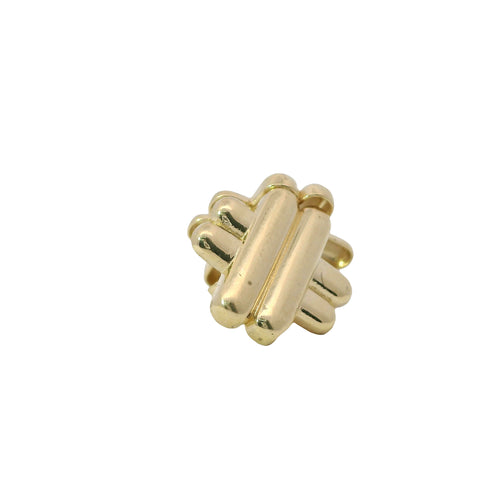 14KT Gold Earrings Medium Plain Puff Hashtag with Push Back Post and Butterfly Backs