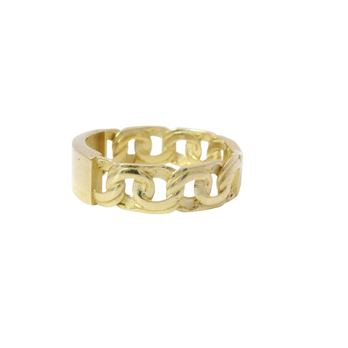 14KT Gold Ring Unisex Mini Plain Name Plate with No Border and Chino Band