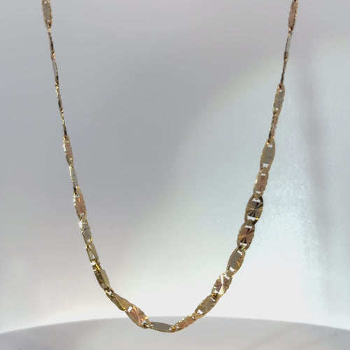 14KT Gold Chain Hollow Tri Tone Heart Valentino Mariner 5mm