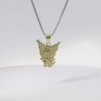 14KT Gold Charm Large Diamond Cut Kuromi with Plain Bell