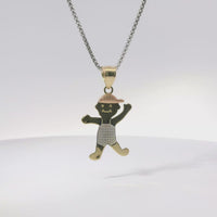 14KT Gold Charm Jumbo Tri Tone Boy with Plain Bell
