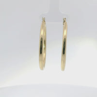 14KT Gold Earrings Hoops Plain 1.5 Inch Hollow Tube 3mm