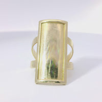 14KT Gold Women's Ring Rectangle Engravable Picture Frame with Split Band