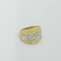 14KT Gold Ring Men's Two Tone Last Supper Nugget Border