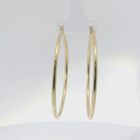 14KT Gold Earrings Hoops Plain 2 Inch Hollow Tube 2mm