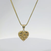 14KT Gold Charm Small 3D Nugget Heart with Plain Bell