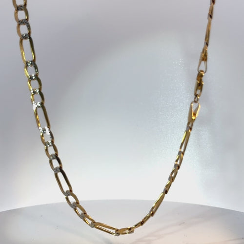 14KT Gold Chain Solid Figaro 7mm