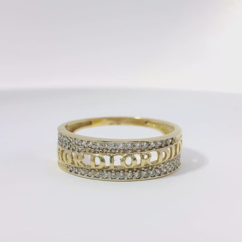 14KT Gold Ring Women's Light Weight Dior Dior White CZ Stone Band