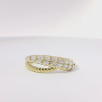 14KT Gold Ring Women's Light Weight Wavy Wheat Stem and Ribbed Snake Tail Split Band
