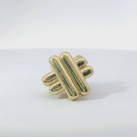 14KT Gold Earrings Medium Plain Puff Hashtag with Push Back Post and Butterfly Backs