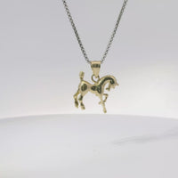 14KT Gold Charm Mini 3D Horse with Plain Bell