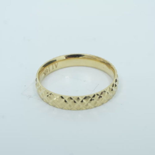 14KT Gold Ring Unisex Solid Diamond Cut Band